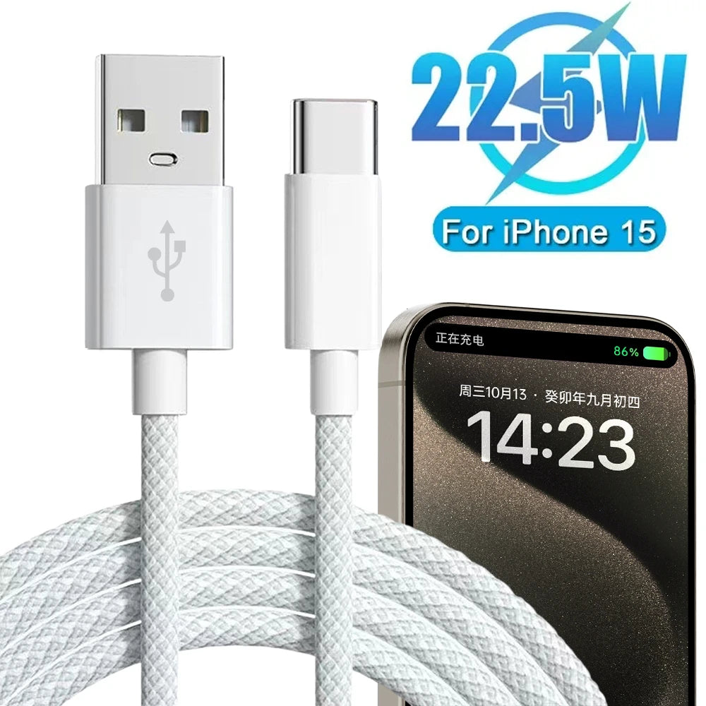 Gewebte USB C zu USB A Kabel bis 22.5W 1-2M