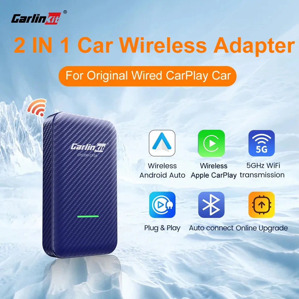 CarlinKit 2 IN 1 Auto Box Wireless Android Auto CarPlay Adapter CP2A